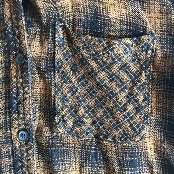 Maurices Womens Button Down Flannel Top S Brown Black Plaid Rayon Shirt Pocket - Picture 6 of 9